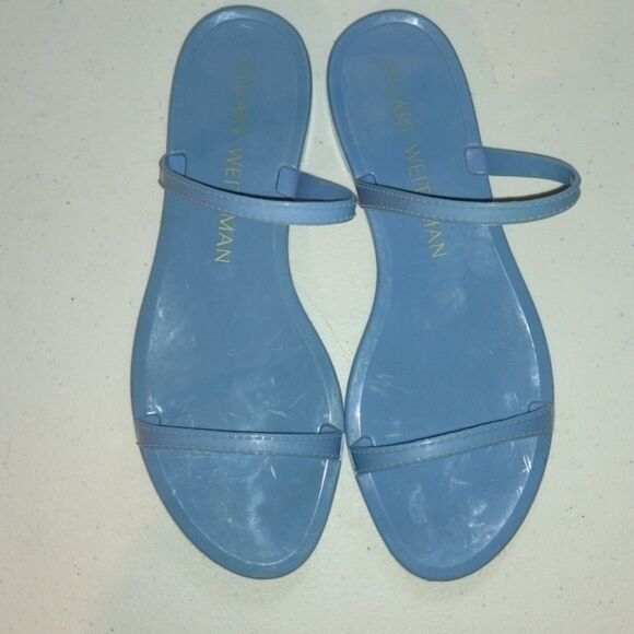 STUART Weitzman Blue Rubber Sandals size 7 - Picture 2 of 12